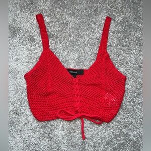 Red Crochet Crop Top
